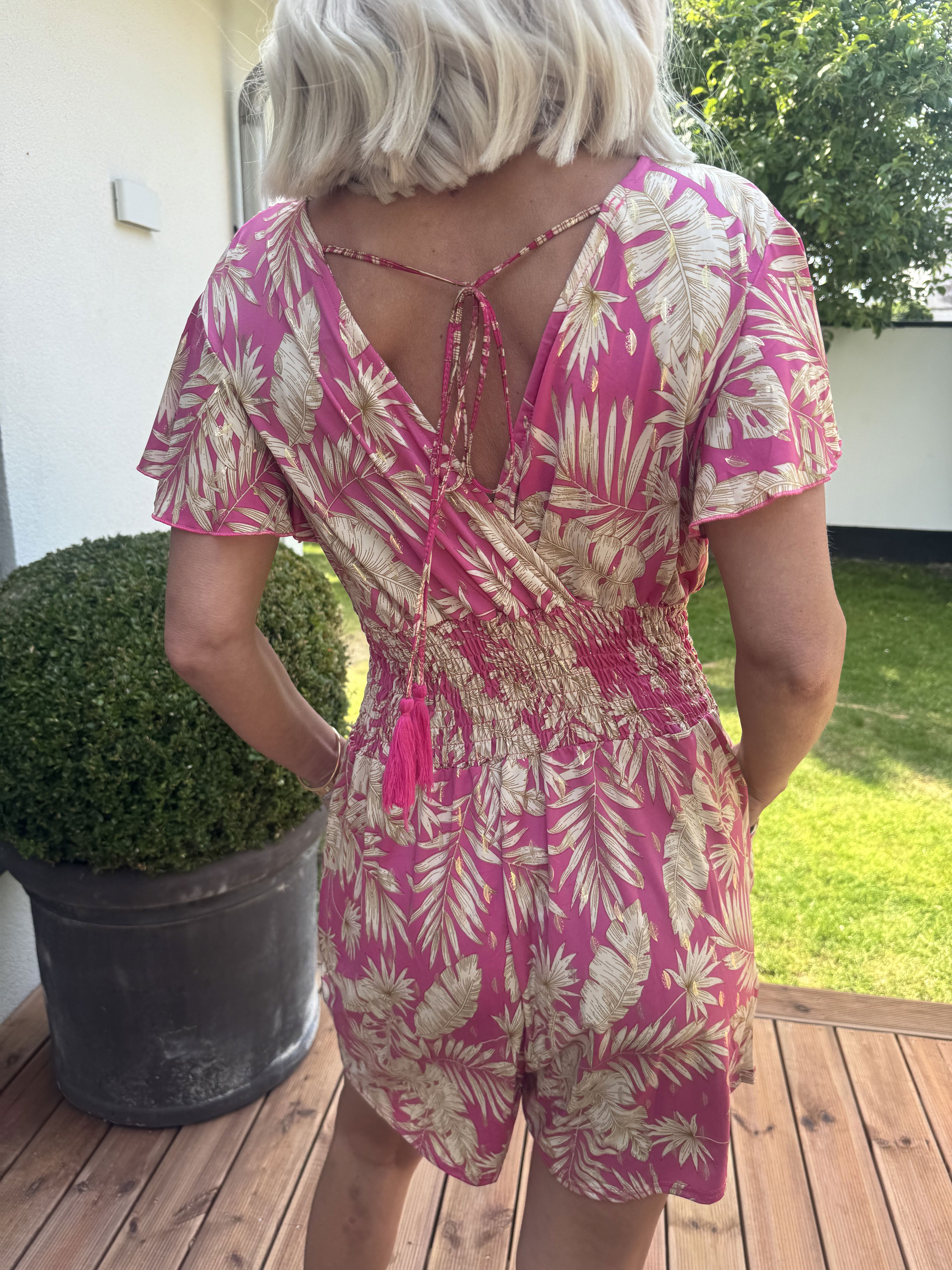 Pams Gold Leaf Playsuit - Elastisk playsuit med lommer